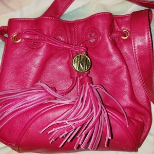 Vintage Hot Pink Leather Anne Klein Crossbody